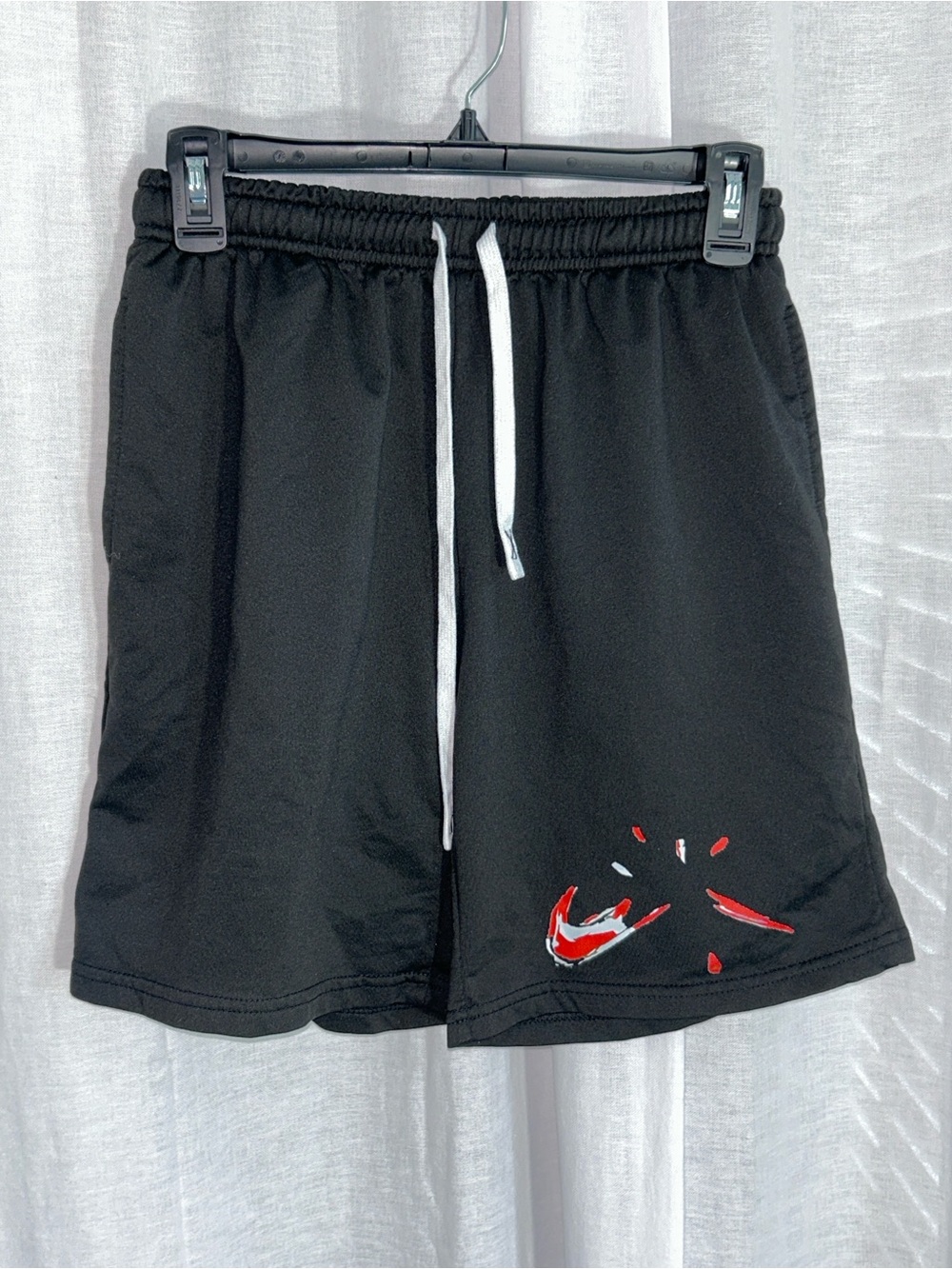 “Broken Swoosh” | Men’s Black Athletic Shorts | Size S